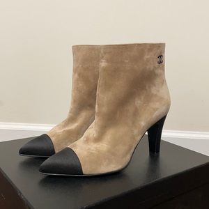 Chanel Suede Calfskin Satin Gabrielle Cap Boots
